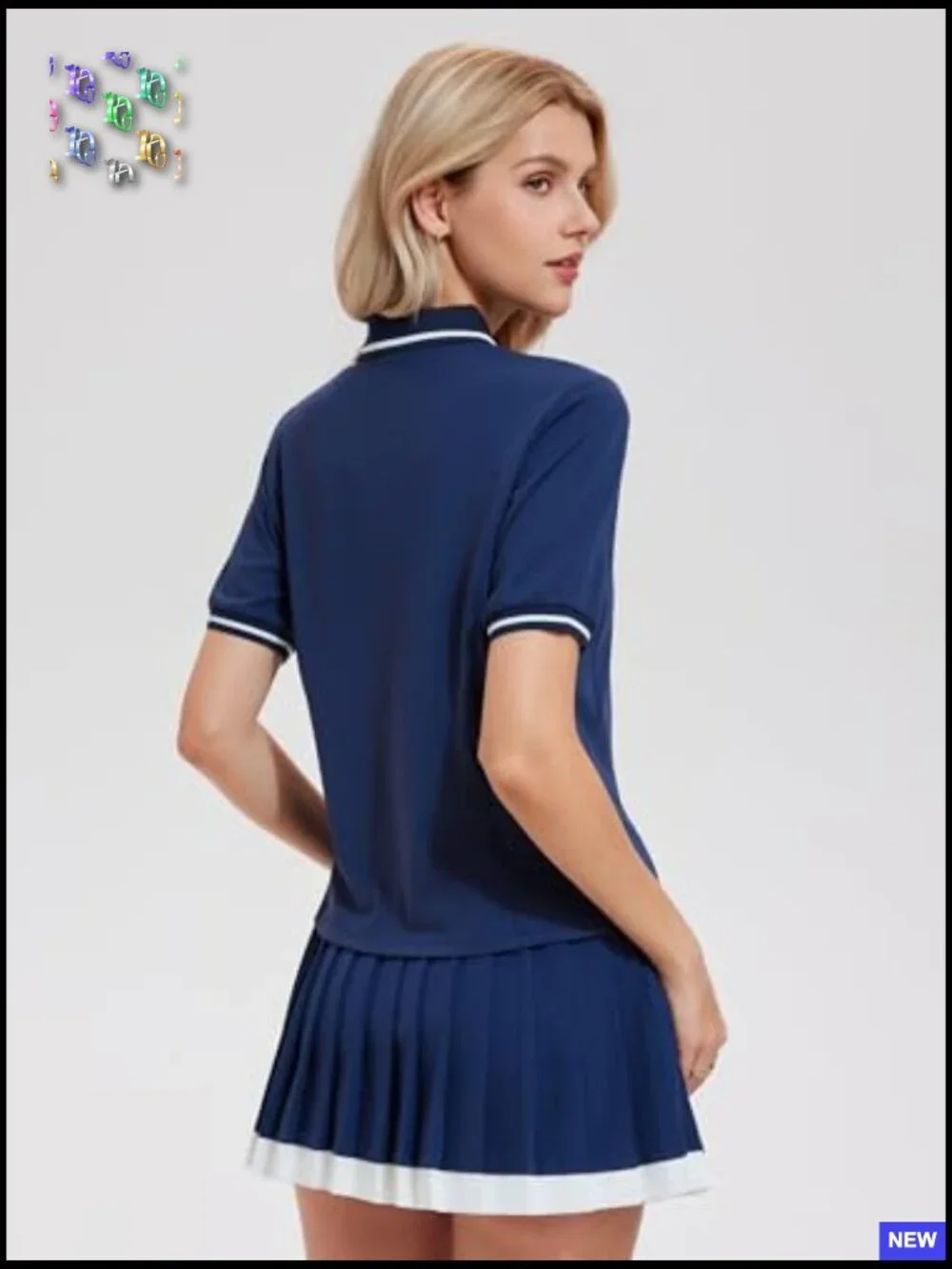 Two Piece Tennis Skirt Set Zip Up Athletic Golf Dress Skorts Pickleball